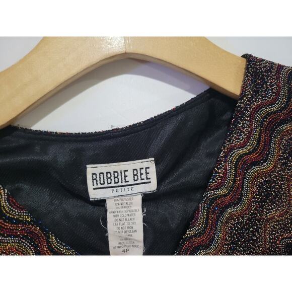 Robbie Bee Women’s Petite Vintage Metallic Textured Bodycon Dress - 4P - Picture 7 of 9